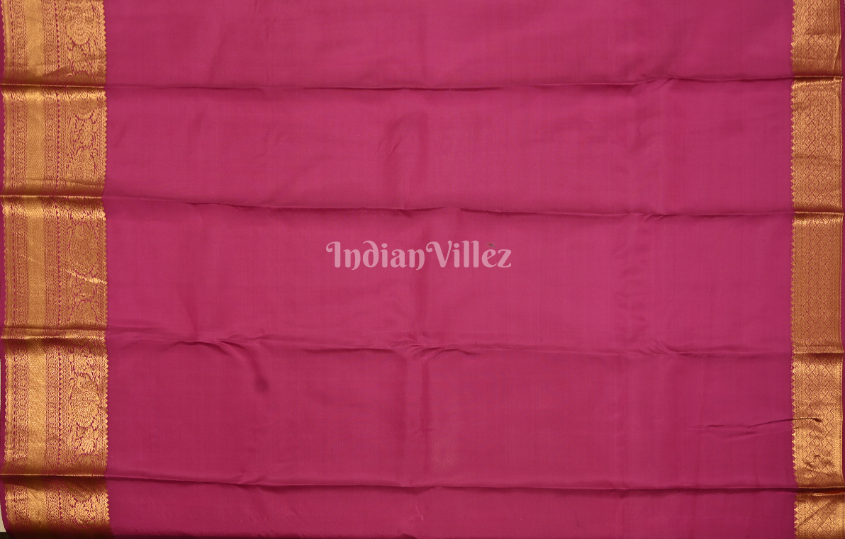 Exclusive Rani Pink Golden Brocade Pure Kanjivaram Silk Saree