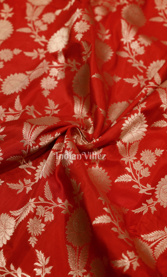 Exclusive Red Jaal Pure Katan Banarasi Silk Saree