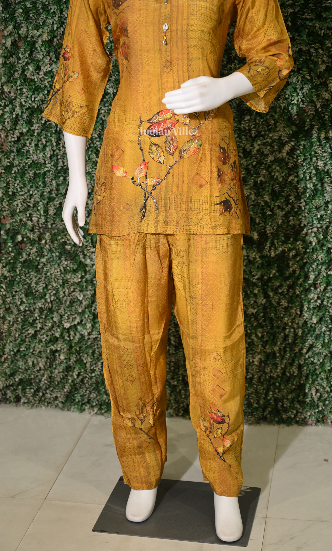 Designer Mustard Yellow  Printed Kurta & Pant Set-(Co-Ords Set) 