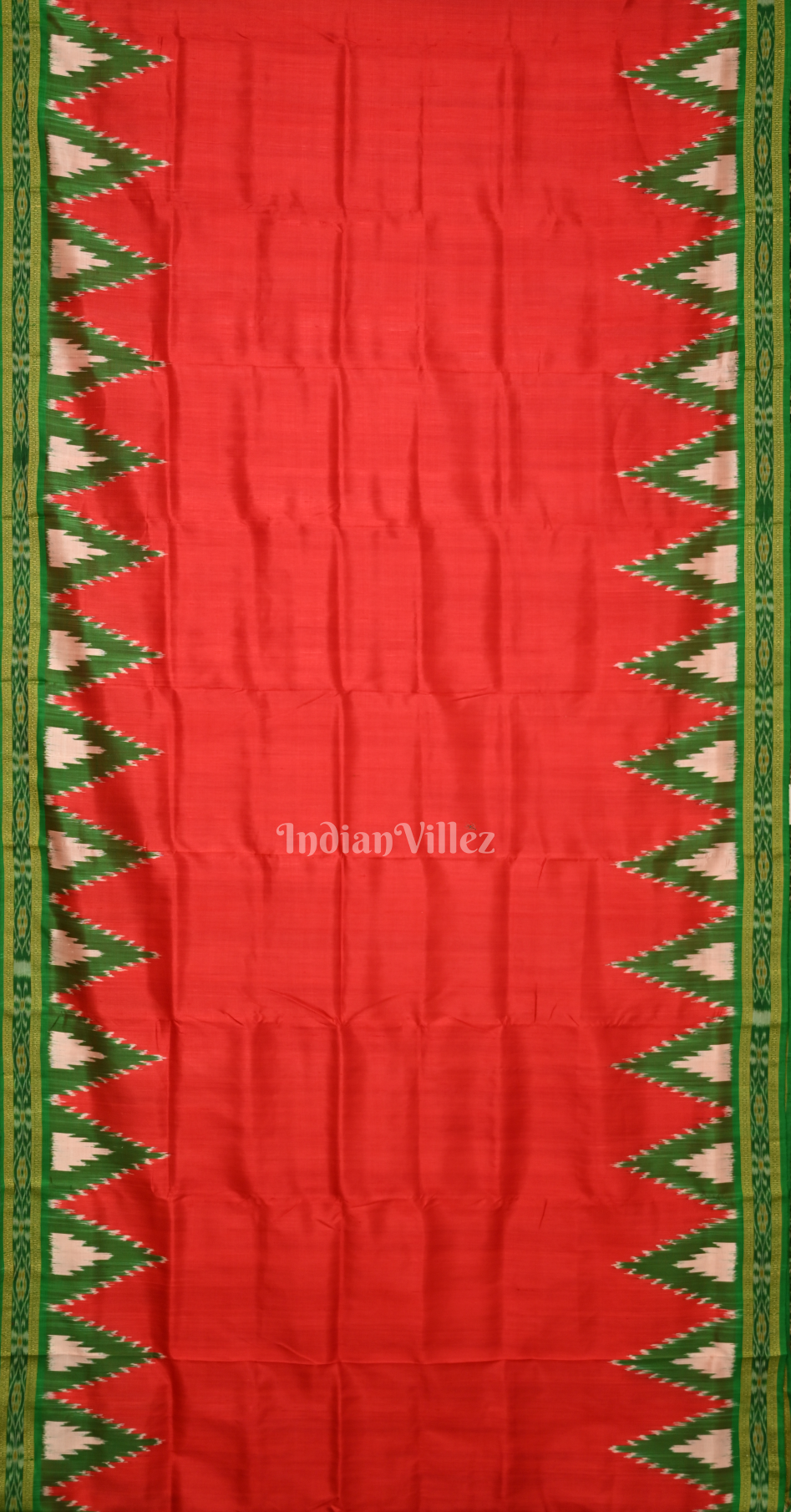 Red Green Buti Design Odisha Ikat Khandua Silk Saree 