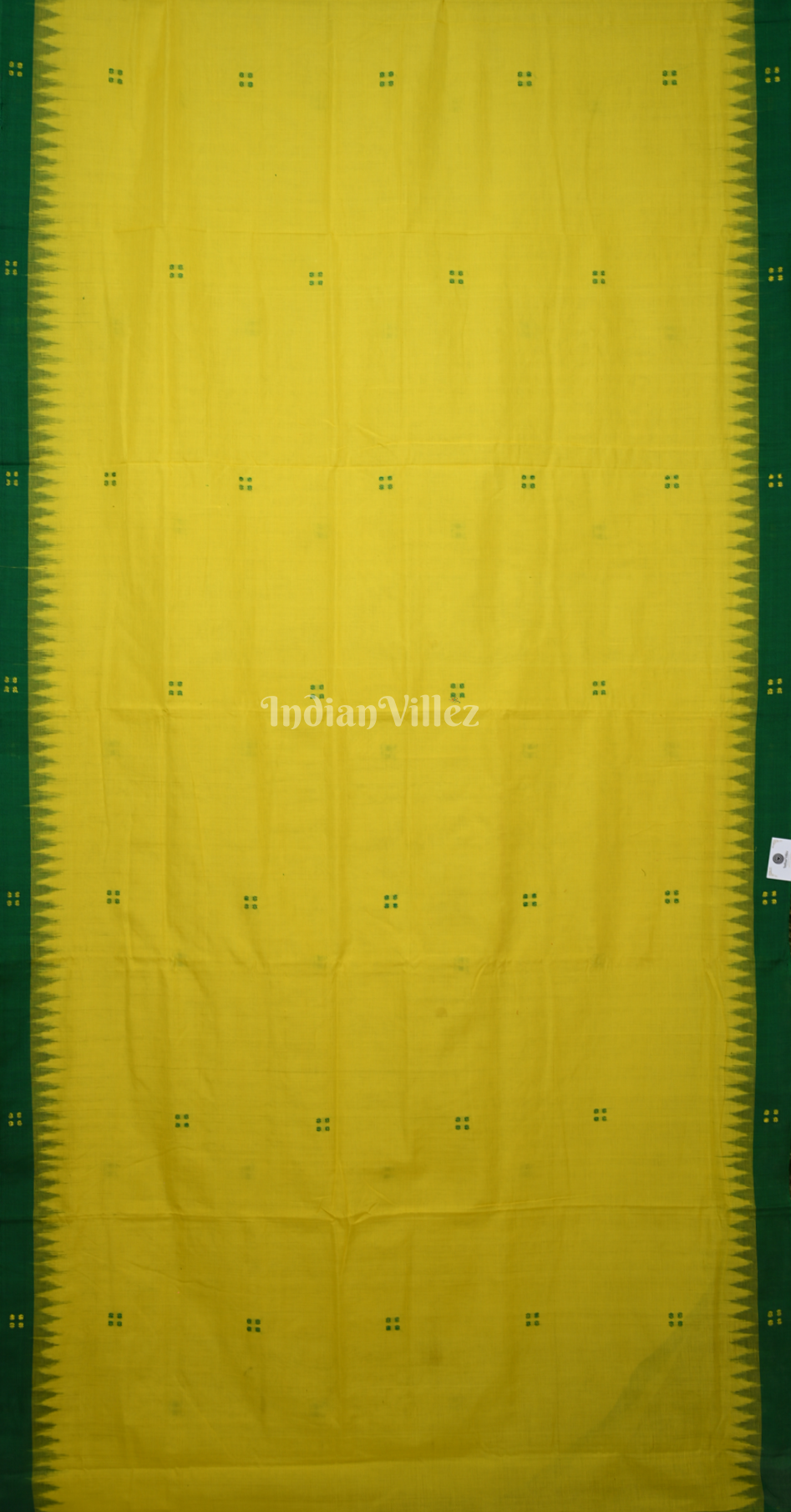 Yellow Green Buti Design Odisha Ikat Sambalpuri Cotton Saree