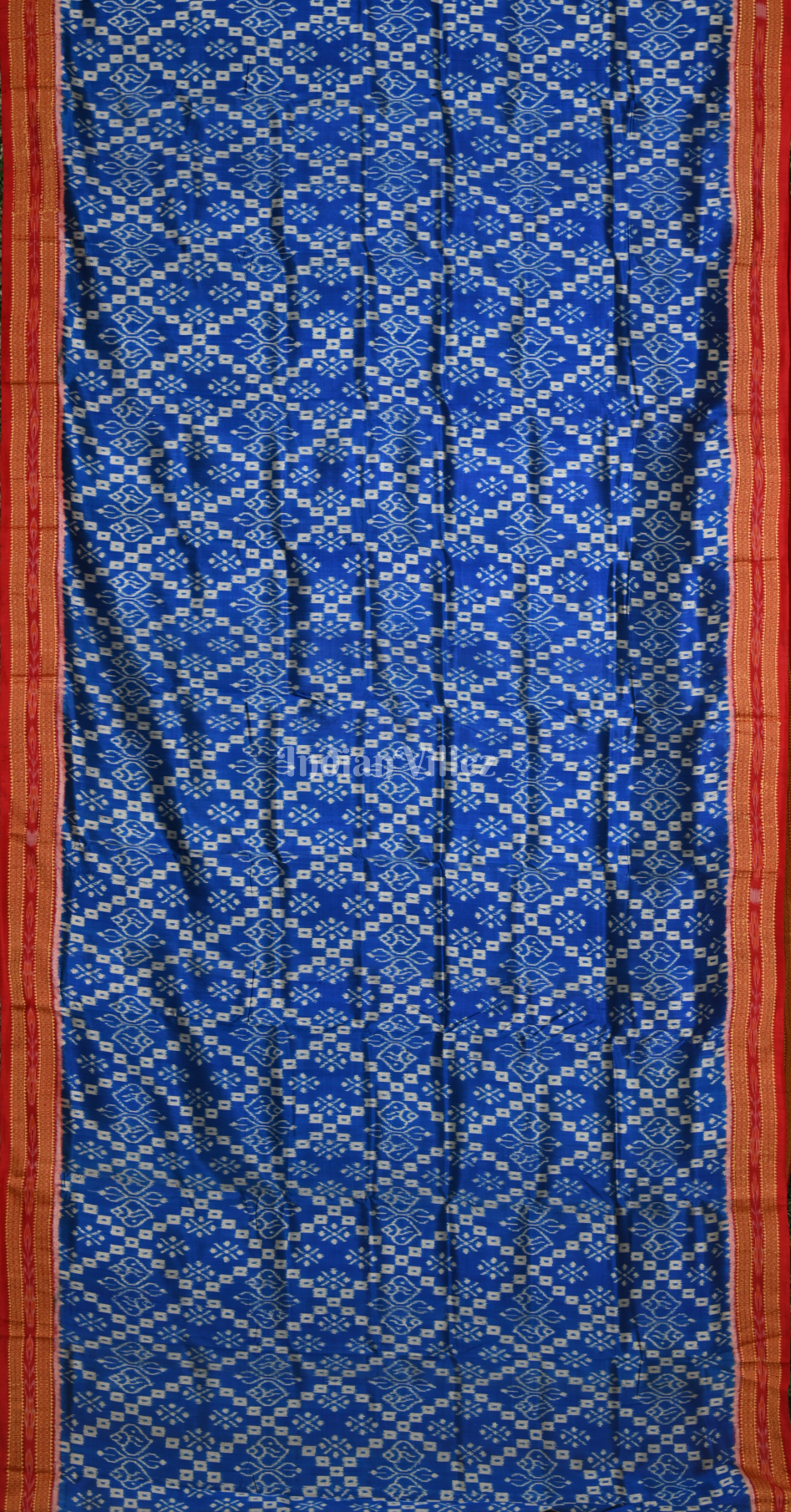 Blue Maroon Pasapali & Sankha Motif Odisha Ikat Khandua Silk Saree