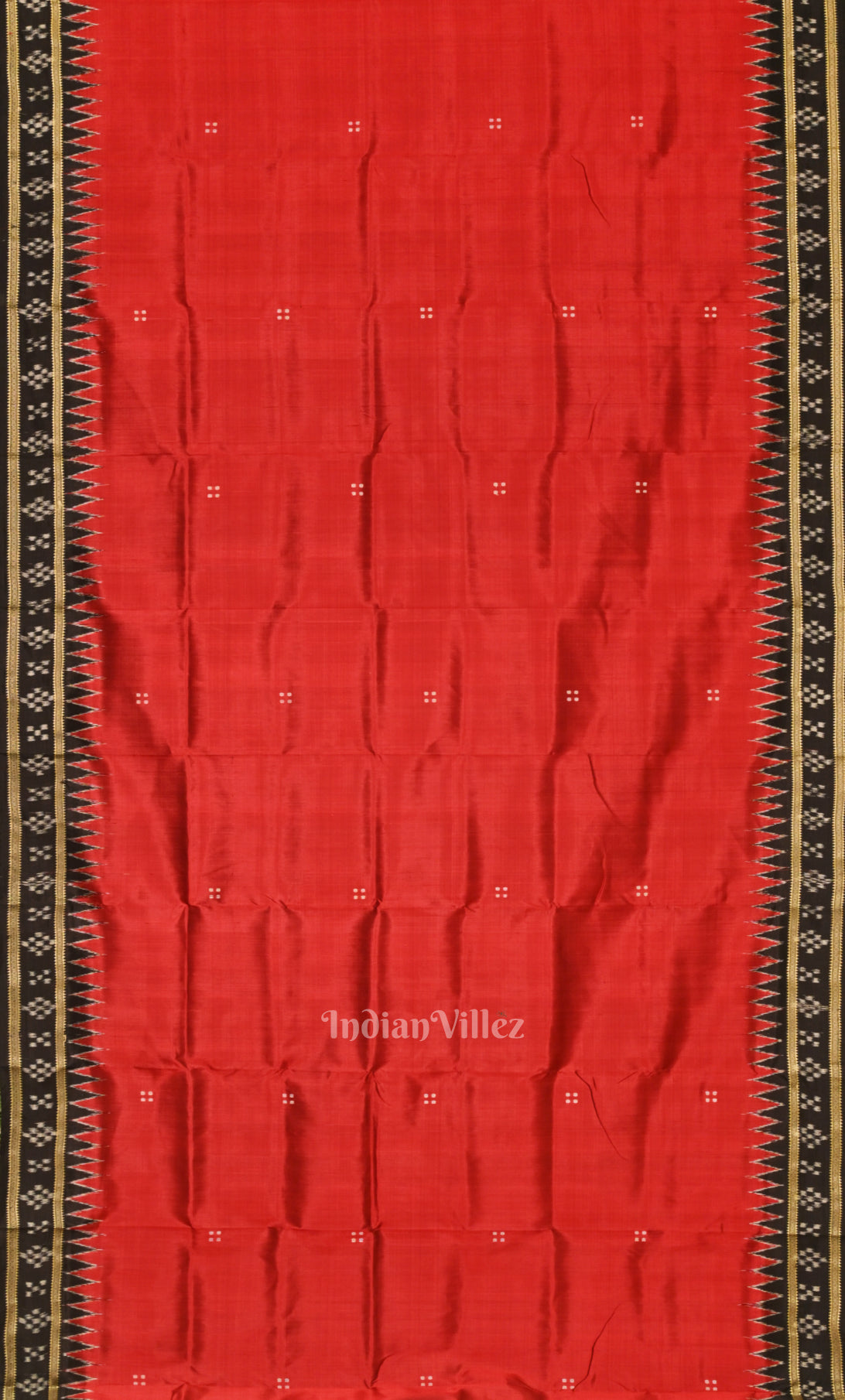 Red Black Buti Design Odisha Ikat Khandua Silk Saree
