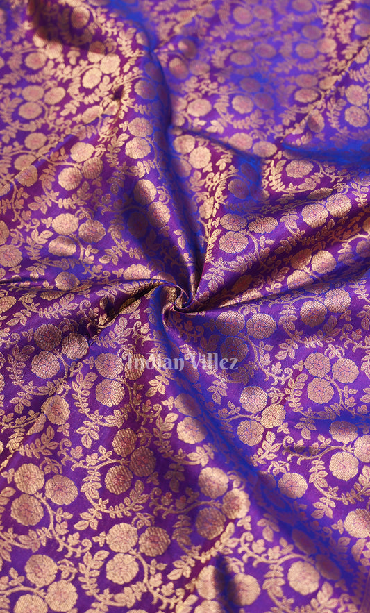 Classic Royal Violet Brocade Pure Kanjivaram Silk Saree