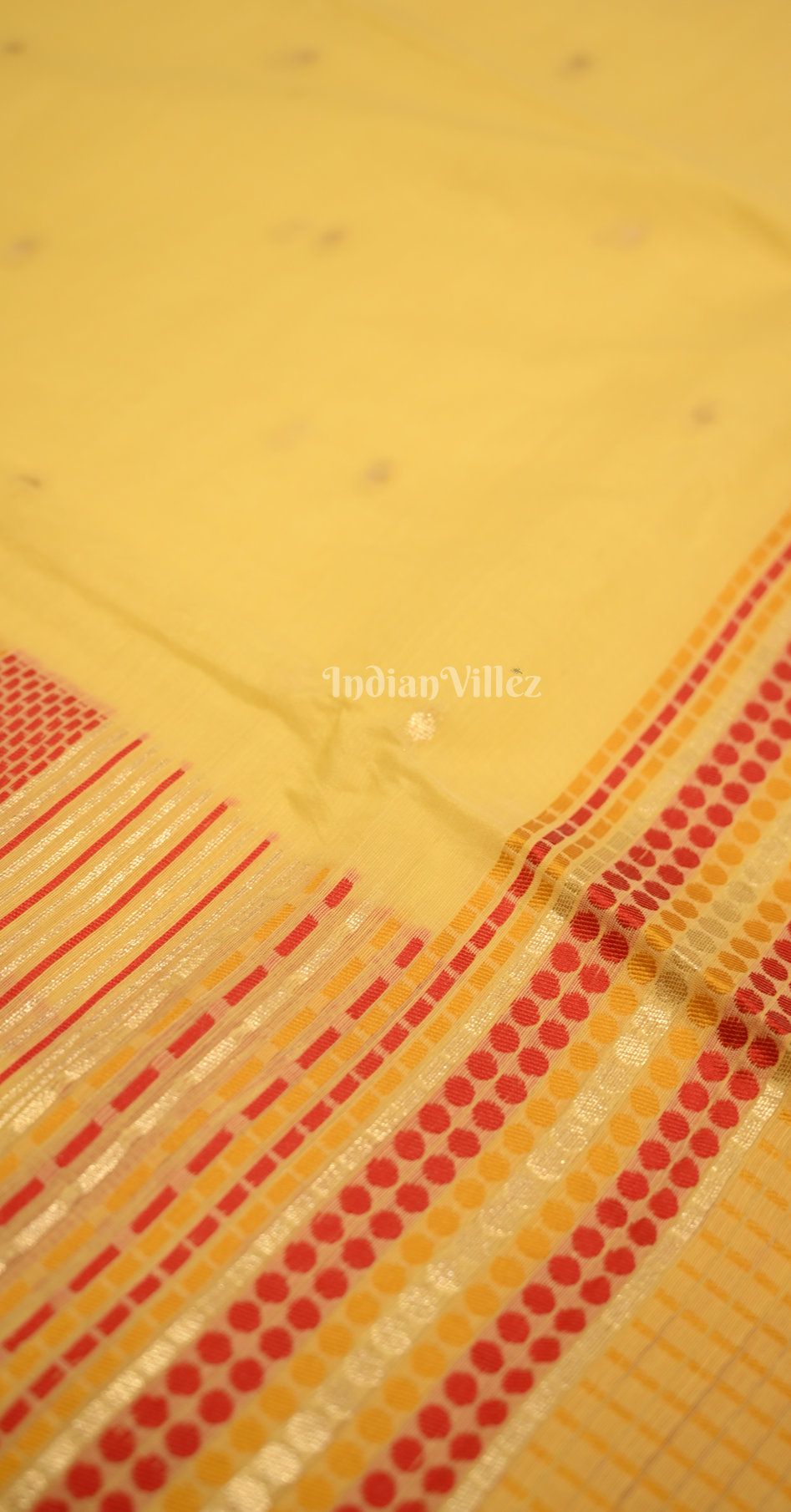 Yellow  Red Spun Weaving Silk Saree