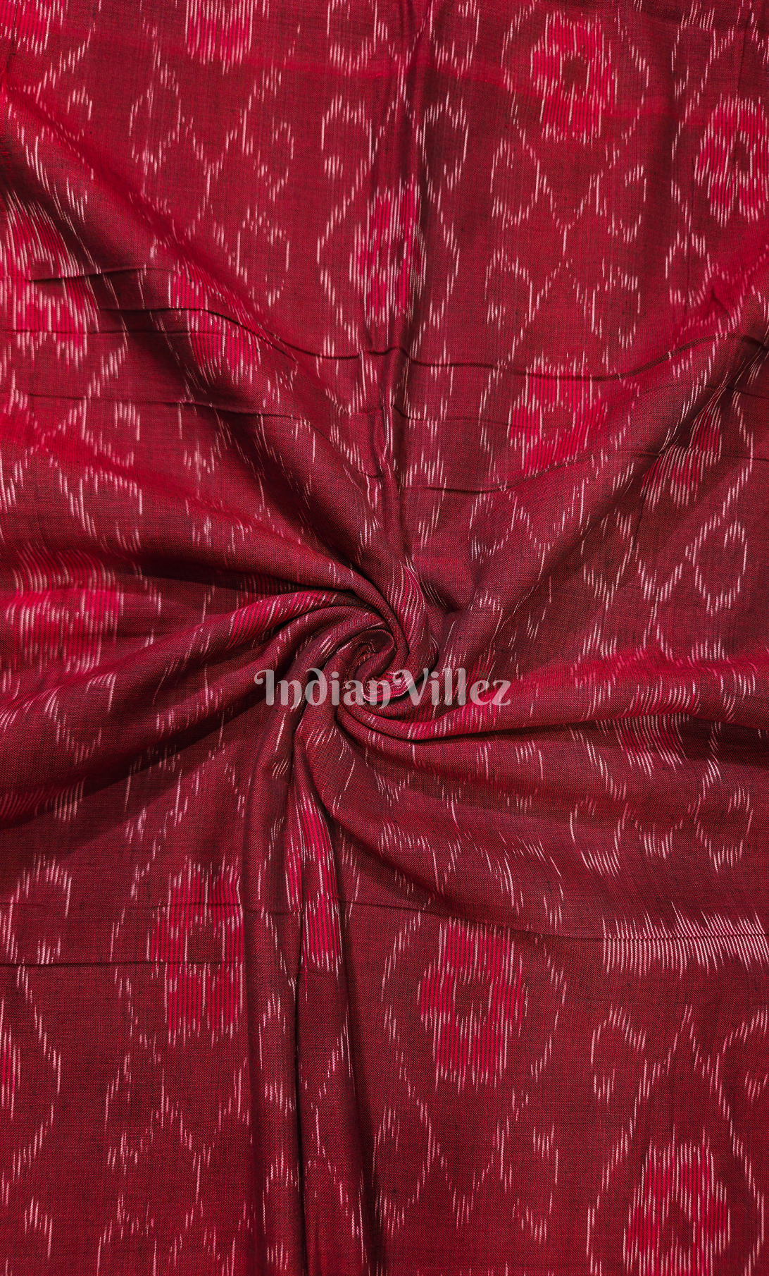 Maroon Red Floral Theme Sambalpuri Ikat Cotton Fabric