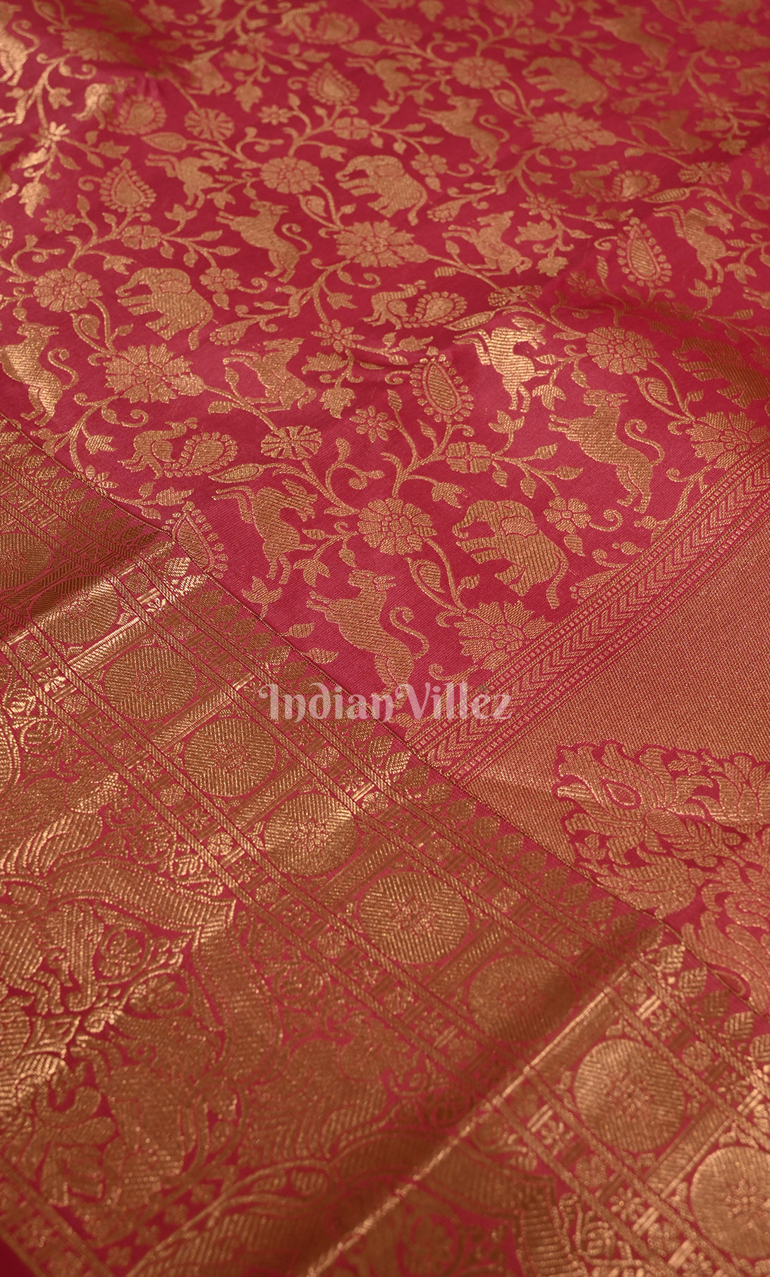 Azalea Pink Pure Kanjivaram Silk Saree with Zari Brocade