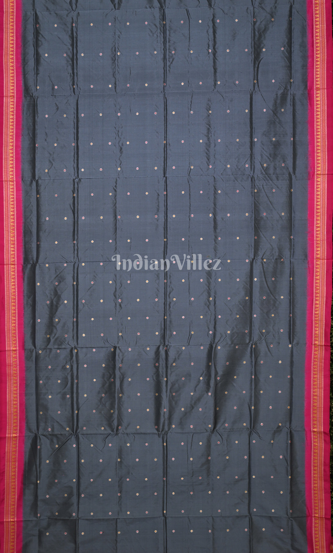 Grey Pink Buti Design Odisha Ikat Contemporary Silk Saree with Dongaria Anchal