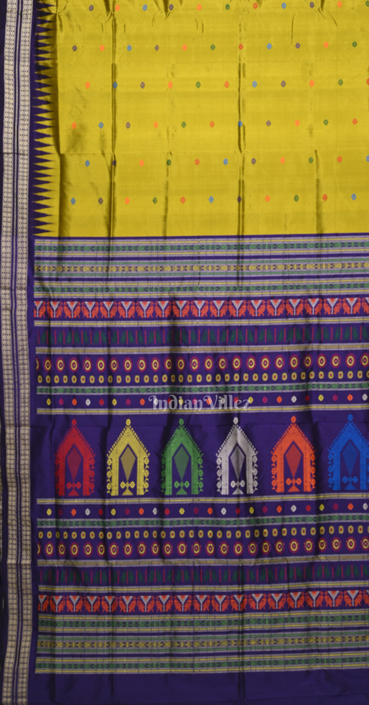 Mehendi Green Blue Dolabedi  Odisha Ikat Bomkai Sambalpuri Silk Saree