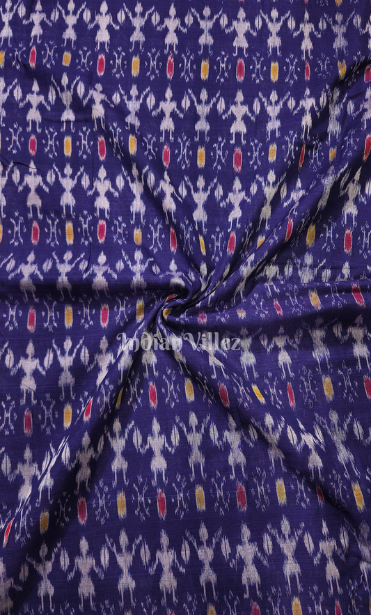 Blue Tribal Theme Odisha Ikat Sambalpuri Cotton Fabric 