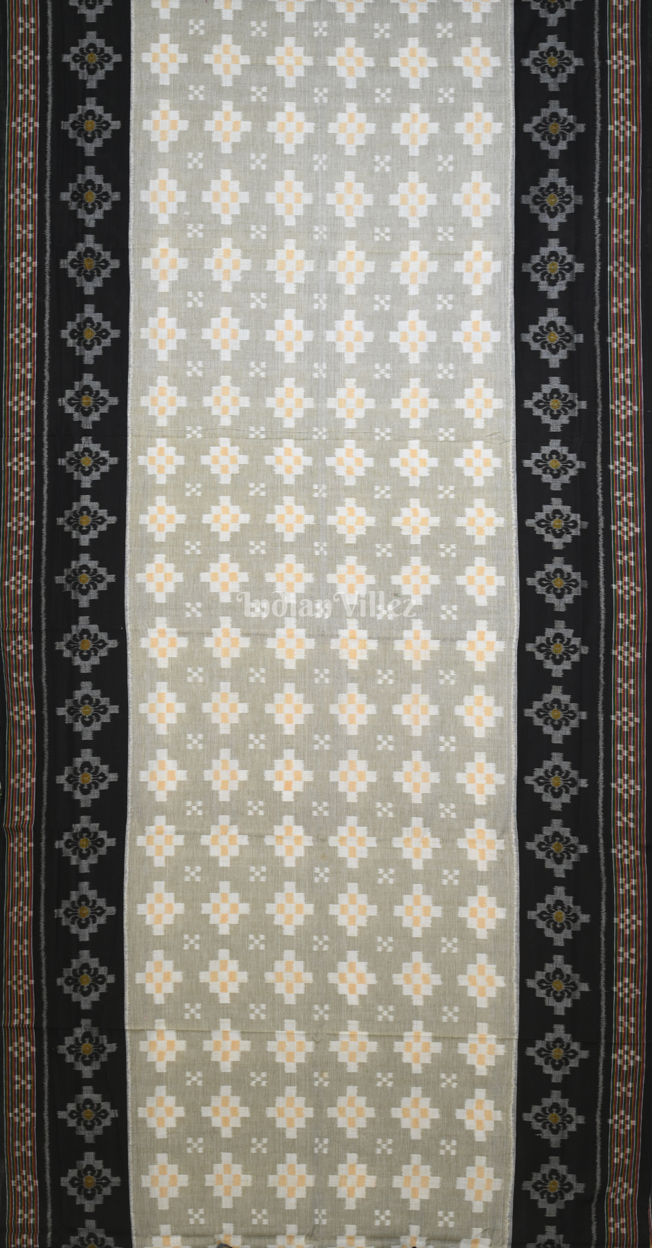 Grey Blue Pasapali Scot Odisha Ikat Sambalpuri Cotton Saree 
