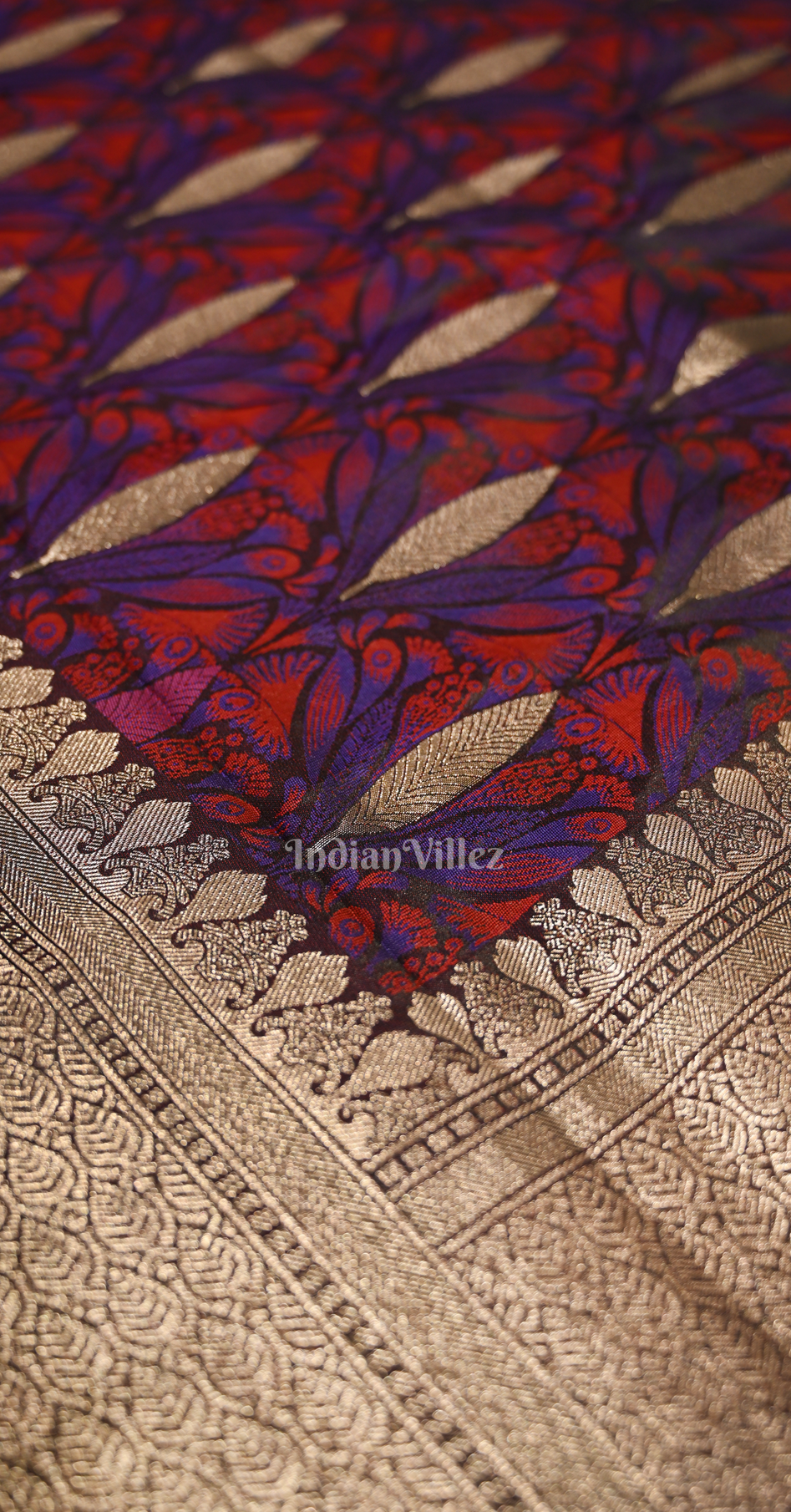 Magenta Zari Banarasi Satin Silk Saree