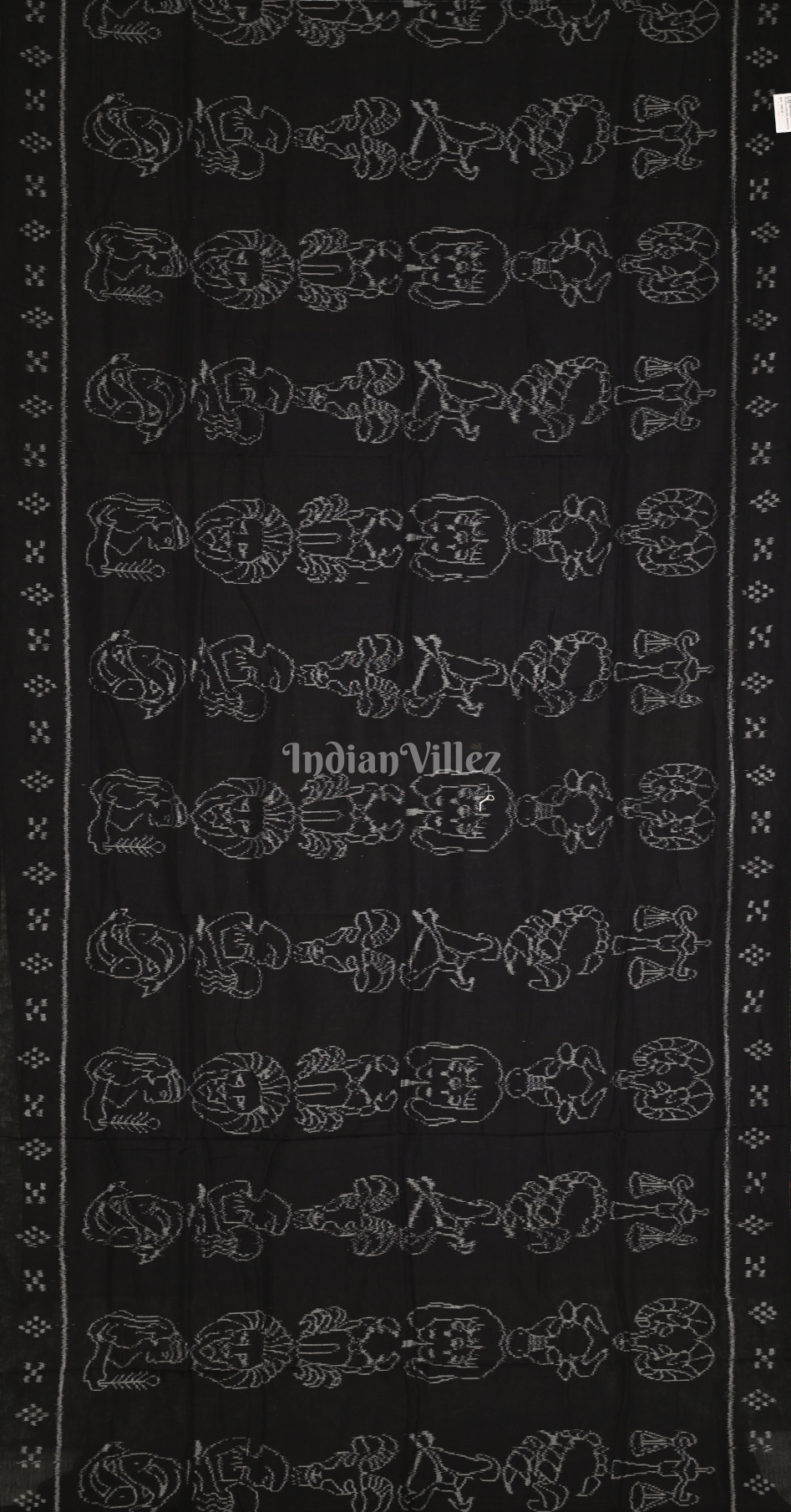 Exclusive Black Zodiac Sign Odisha Ikat Sambalpuri Cotton Saree