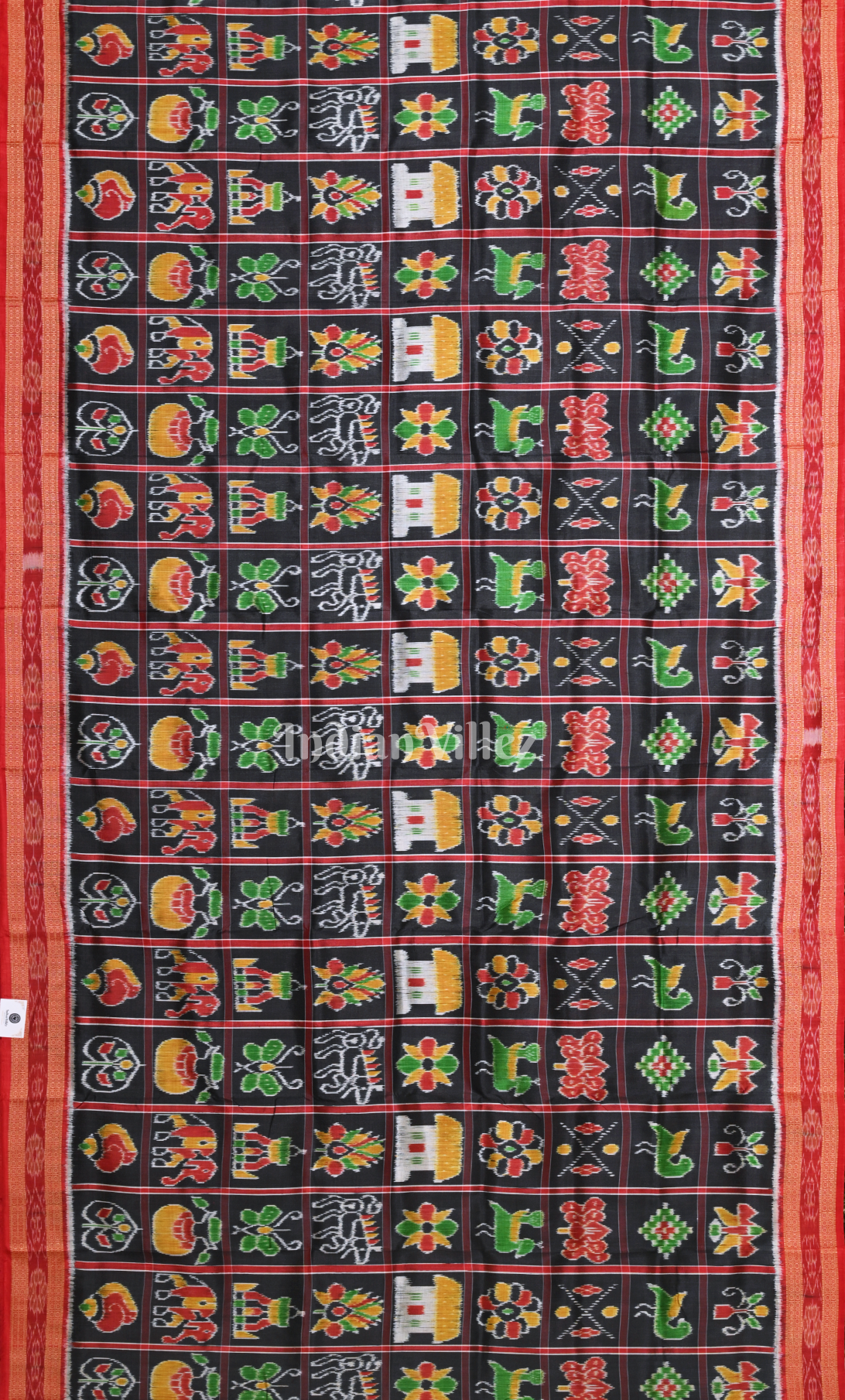 Black Yellow Nabakothi Odisha Ikat Khandua Silk Saree