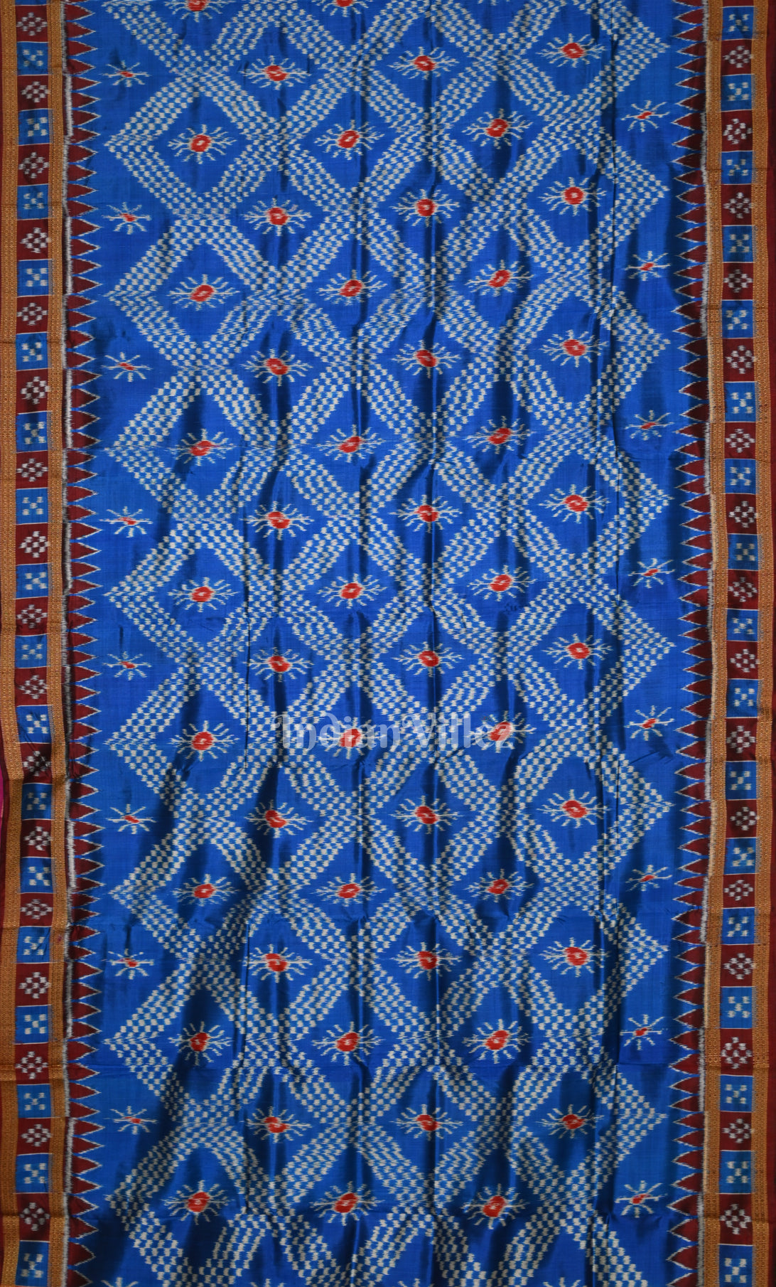 Blue Maroon Tarabali Odisha Ikat Khandua Silk Saree 
