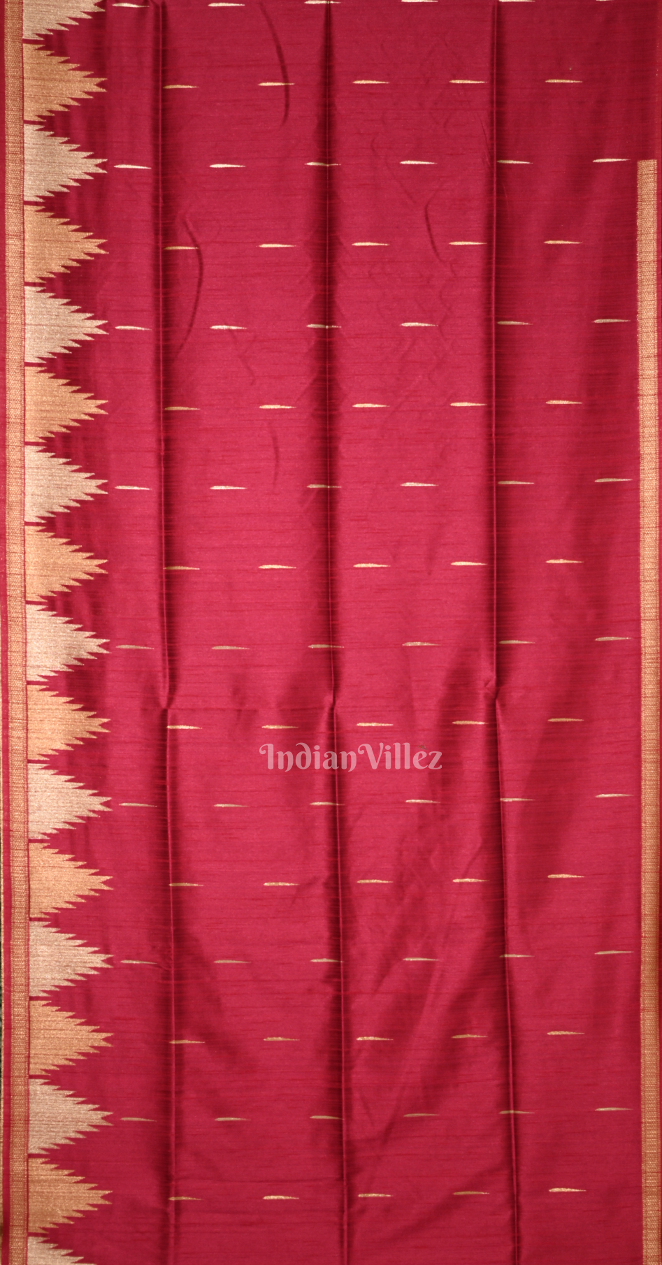 Red Golden Tussar Silk Saree