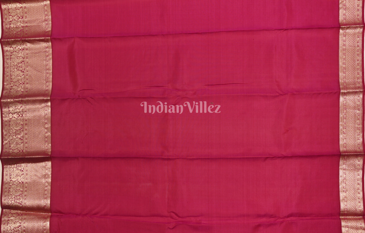  Bridal Magenta Pink Floral Brocade Pure Kanjivaram Silk Saree 