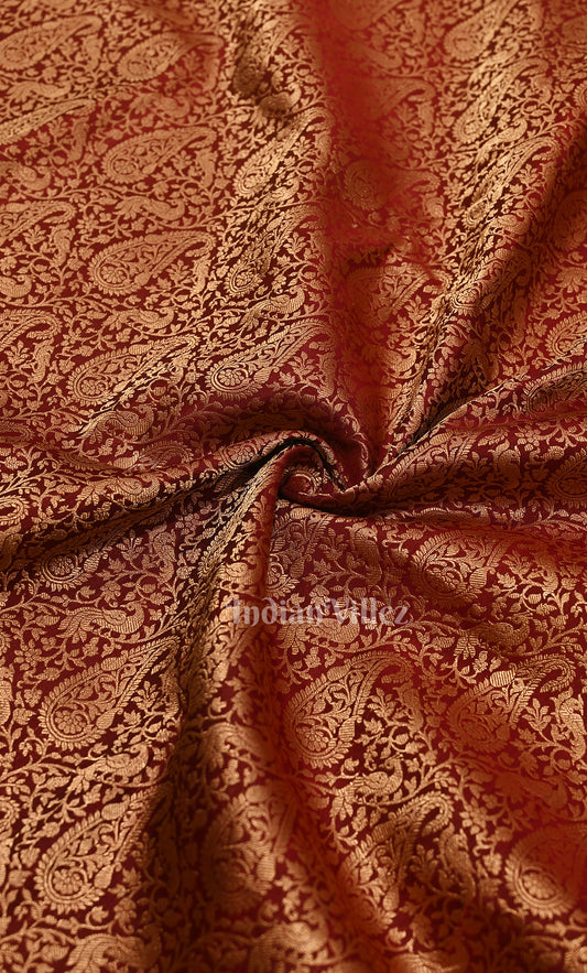 Exclusive  Bridal  Maroon Paisley Brocade Pure Kanjivaram Silk Saree