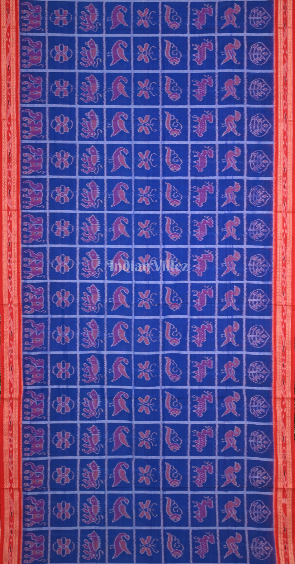 Royal Blue Maroon Nabakothi Odisha Ikat Sambalpuri Pure Cotton Saree 