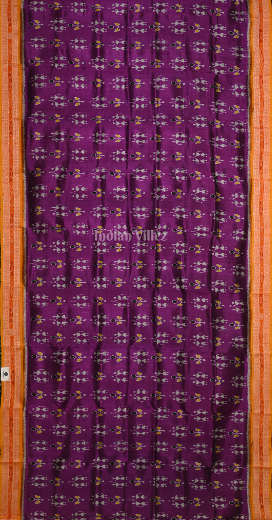Purple Yellow Tribal Theme Odisha Ikat Khandua Silk Saree