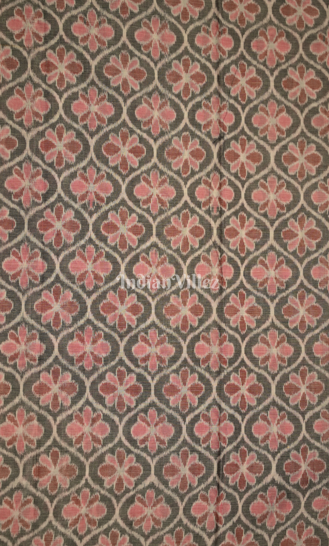 Grey Pink Floral Odisha Ikat  Sambalpuri Dress Set & Dupatta