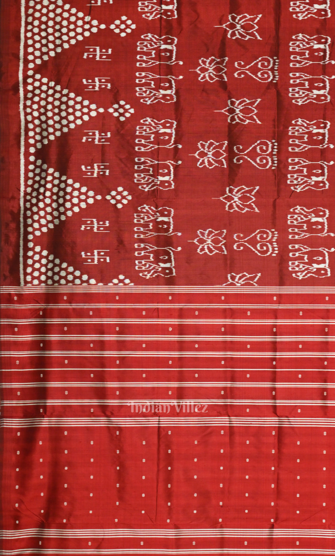 Maroon Red  Laxmi Pada Jhoti Theme Odisha Ikat Contemporary Designer Silk Saree
