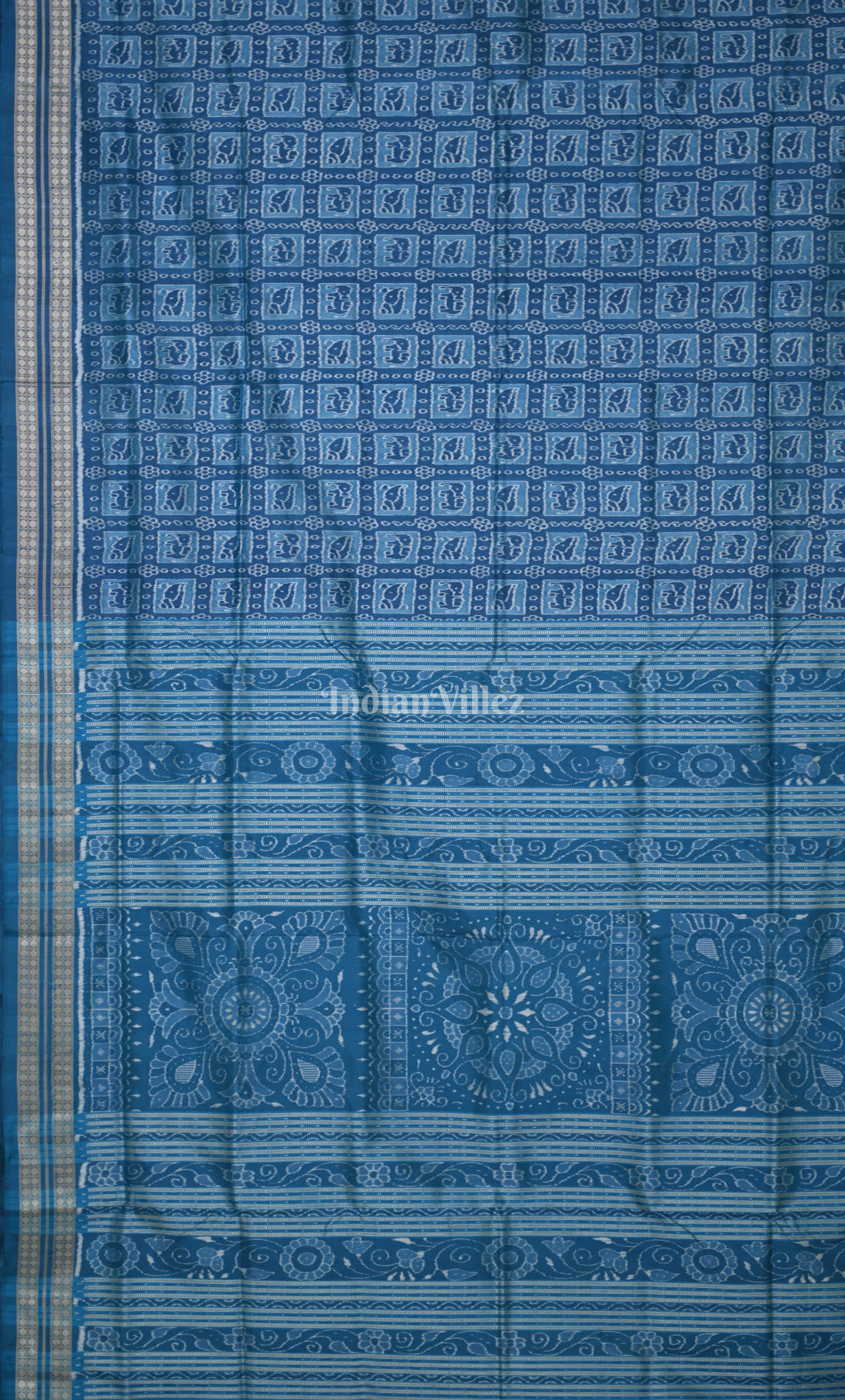 Sky Blue Odisha Ikat Sambalpuri Silk Saree
