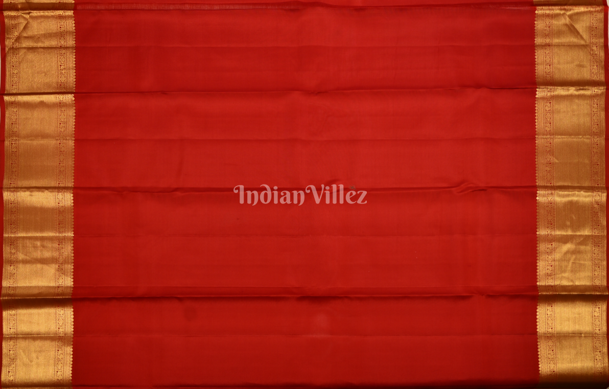  Exclusive Red & Gold Floral Brocade Pure Kanjivaram Silk Saree