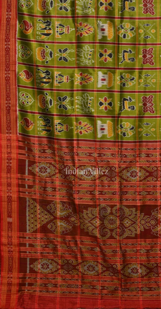 Mehendi Green Nabakothi Odisha Ikat Khandua Silk Saree