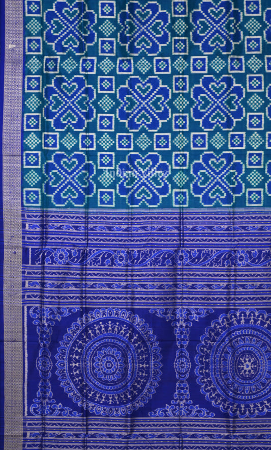 Blue Full Body Pasapali Odisha Ikat Sambalpuri Silk Saree 