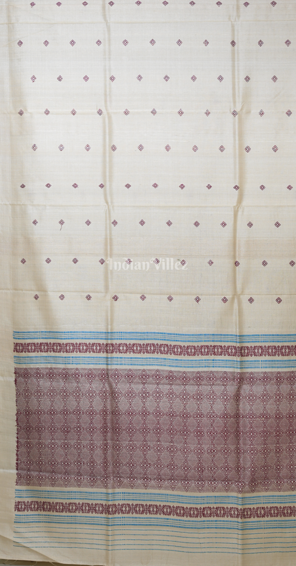 Off White Maroon Fine Gopalpur Tussar Silk Saree 