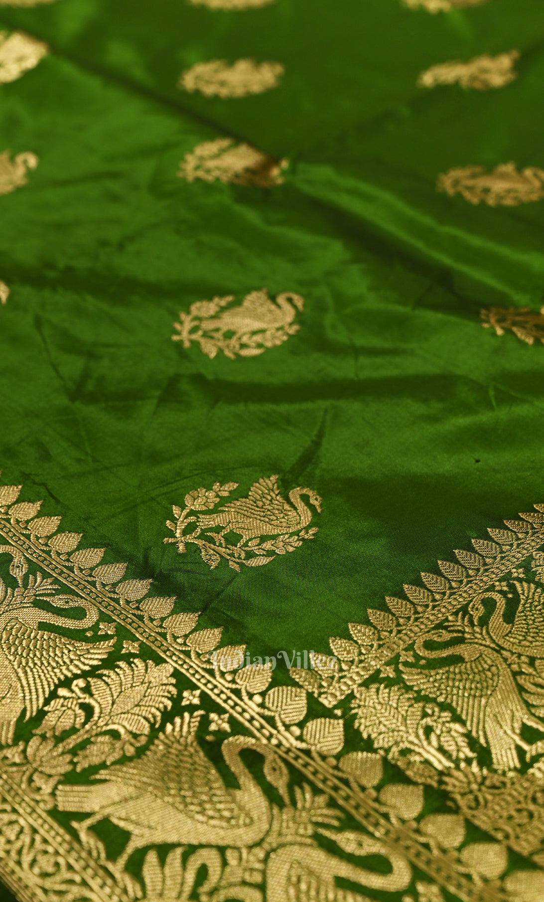Green Pure Katan Silk Banarasi Saree 