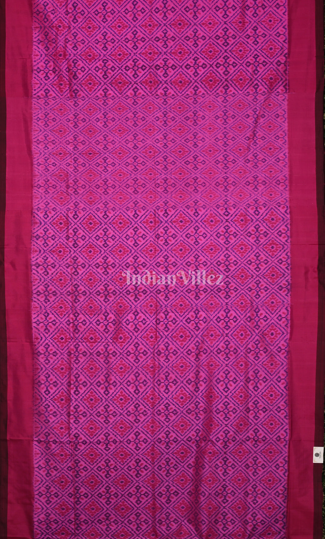 Pink Red Pochampally Ikat Silk Saree 