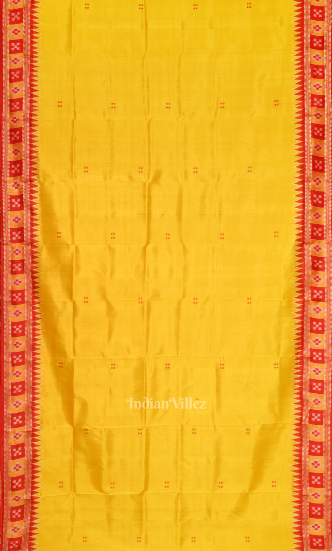 Yellow Red Border Pasapali Odisha Ikat Khandua Silk Saree