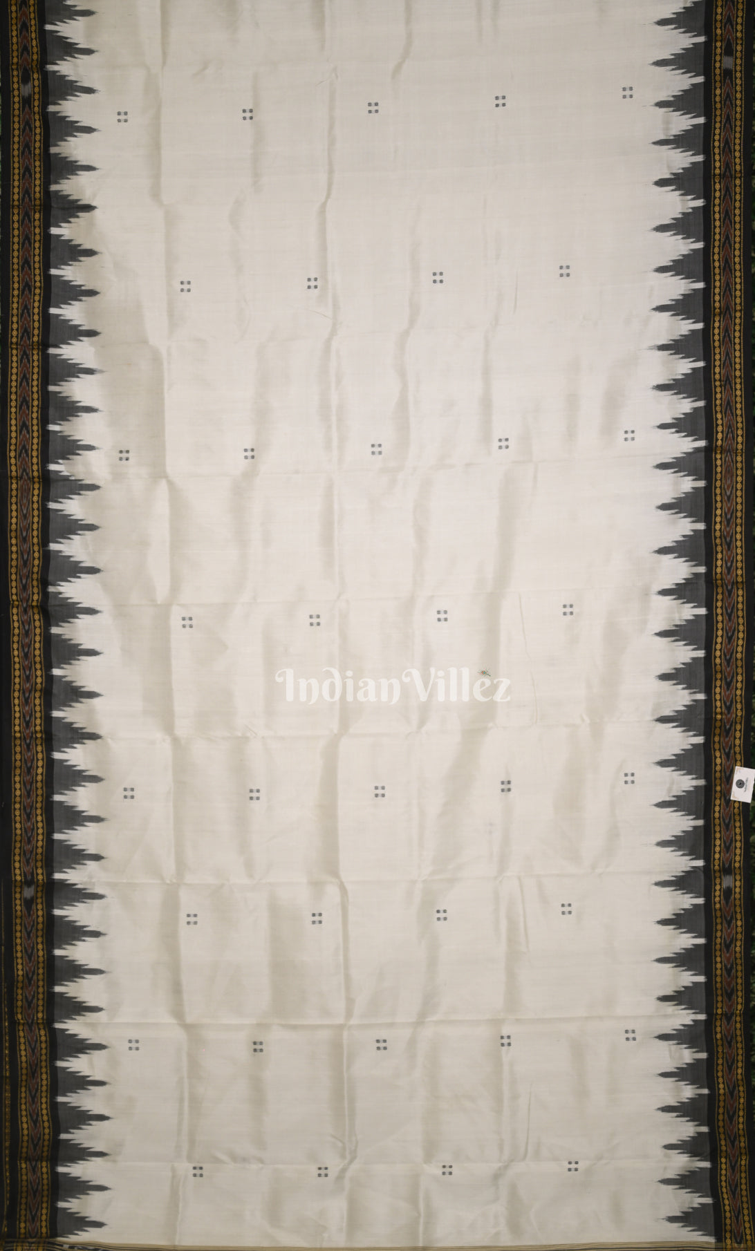 White Black Buti Design Odisha Ikat Khandua Silk Saree 