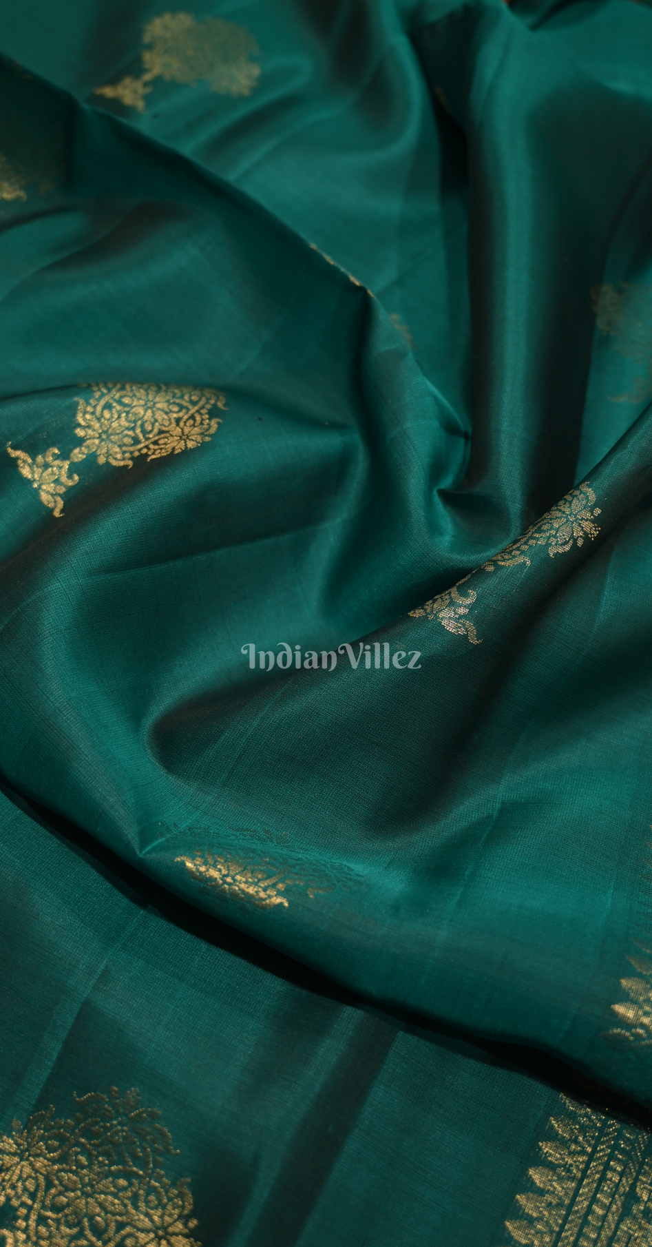 Rama Green Golden Pure Kanjivaram Soft Silk Saree 
