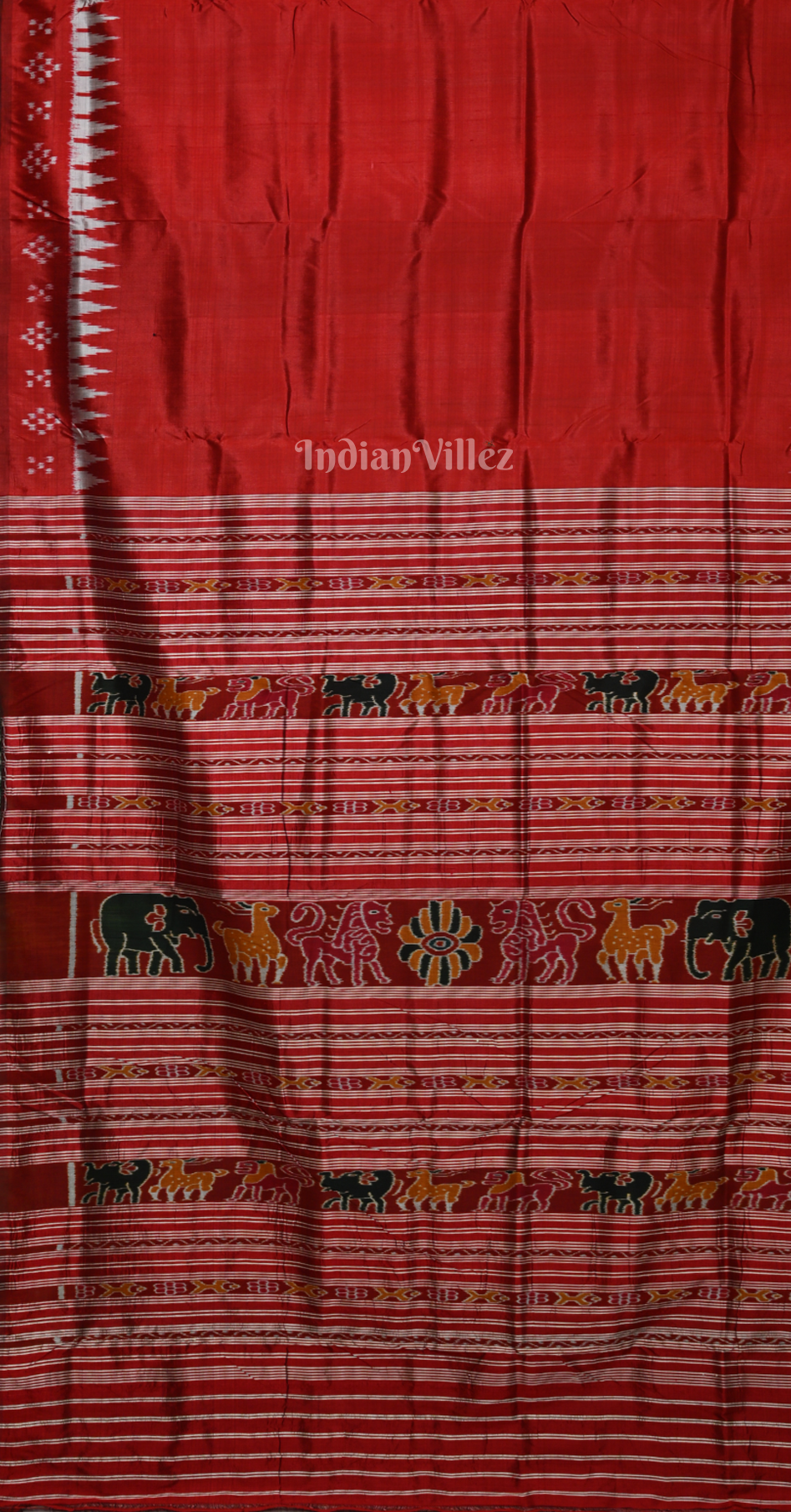 Maroon Double Pasapali Border Odisha Ikat Contemporary Designer Silk Saree 