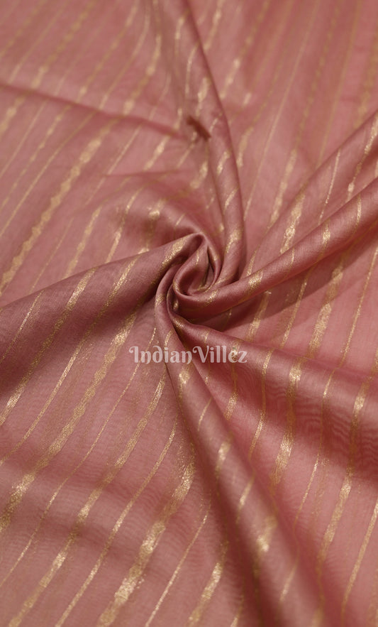 Peach Coffee Pure Monga Muslin Banarasi Silk Saree