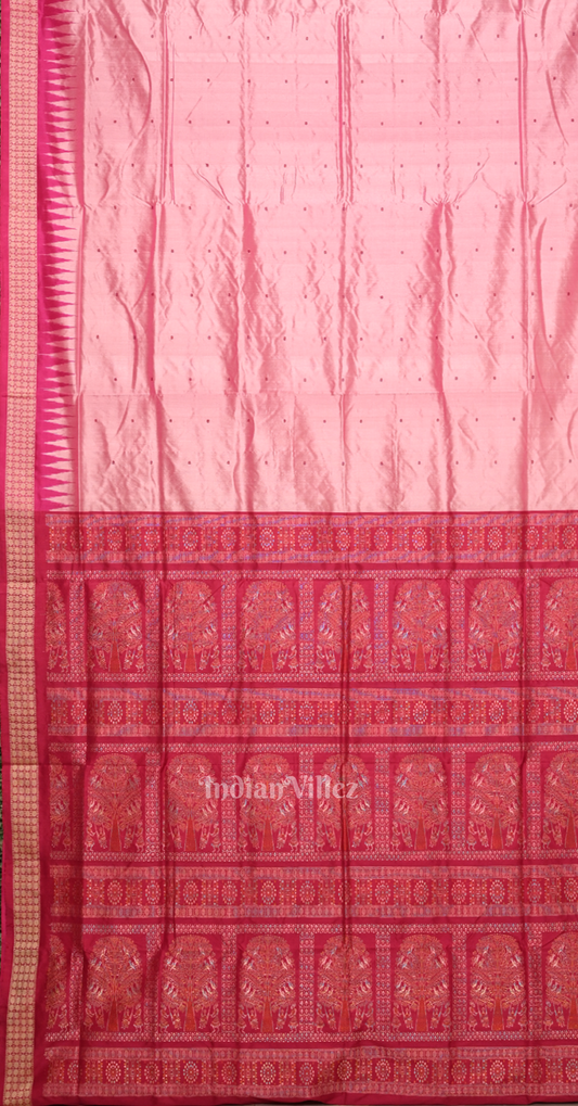 Pink Magenta Butti Design Odisha Ikat Bomkai Silk Saree