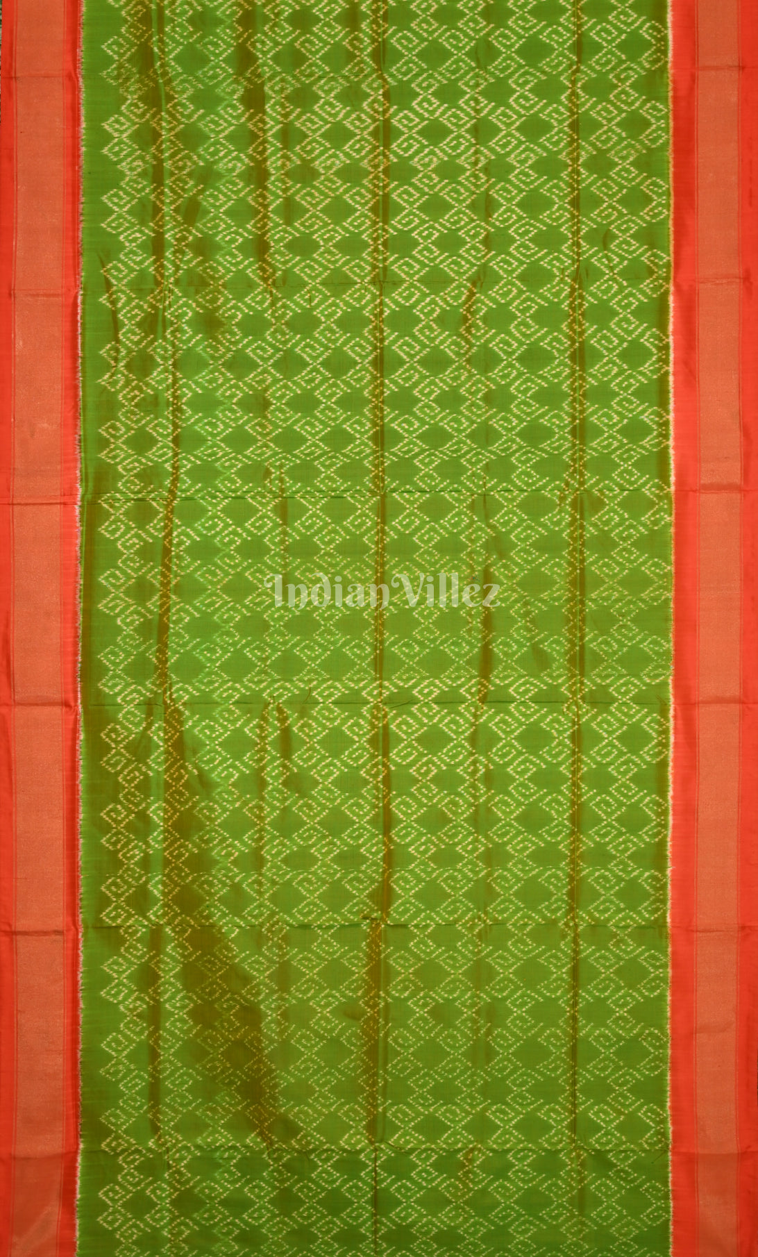 Green Red Pochampally Ikat Silk Saree 
