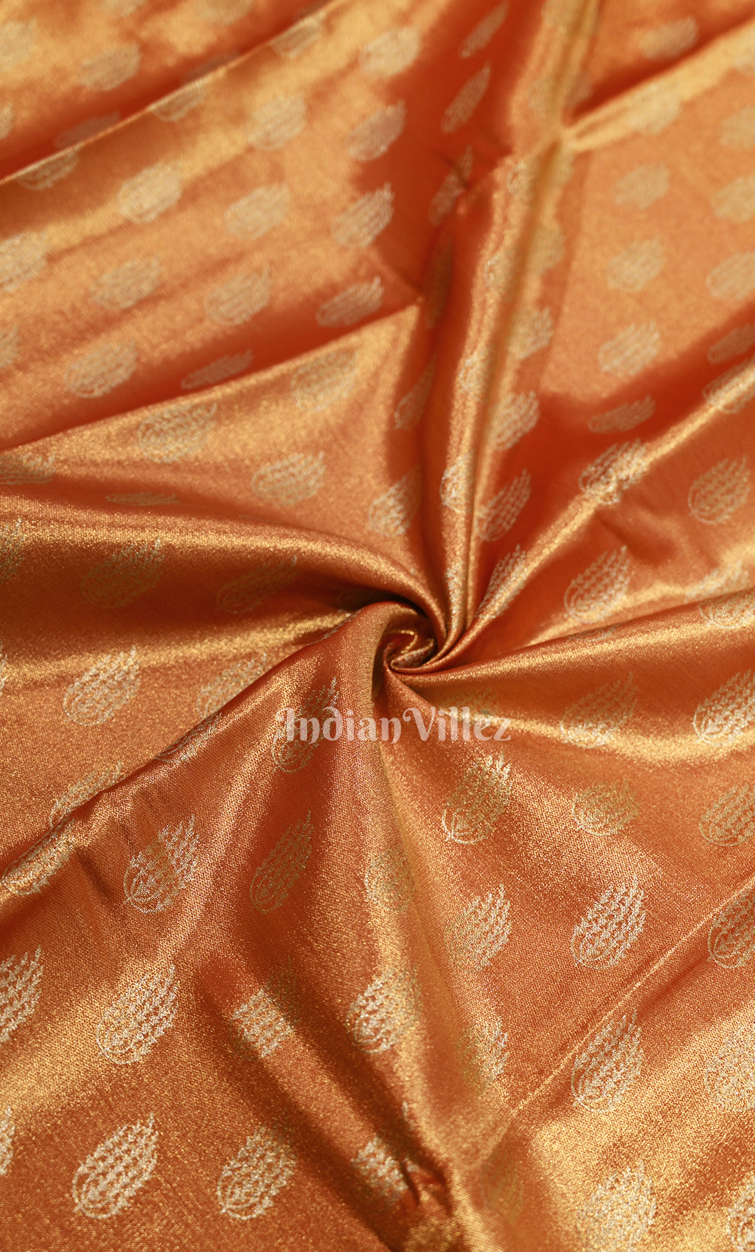Rust Orange with Golden Brocade Pure Kanjivaram Tissue Silk Saree