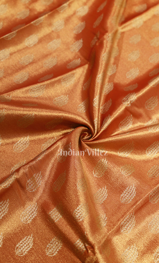 Rust Orange with Golden Brocade Pure Kanjivaram Tissue Silk Saree