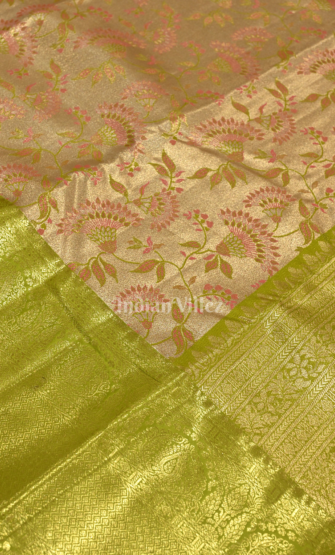 Lime Green Pure Kanjivaram Silk Saree