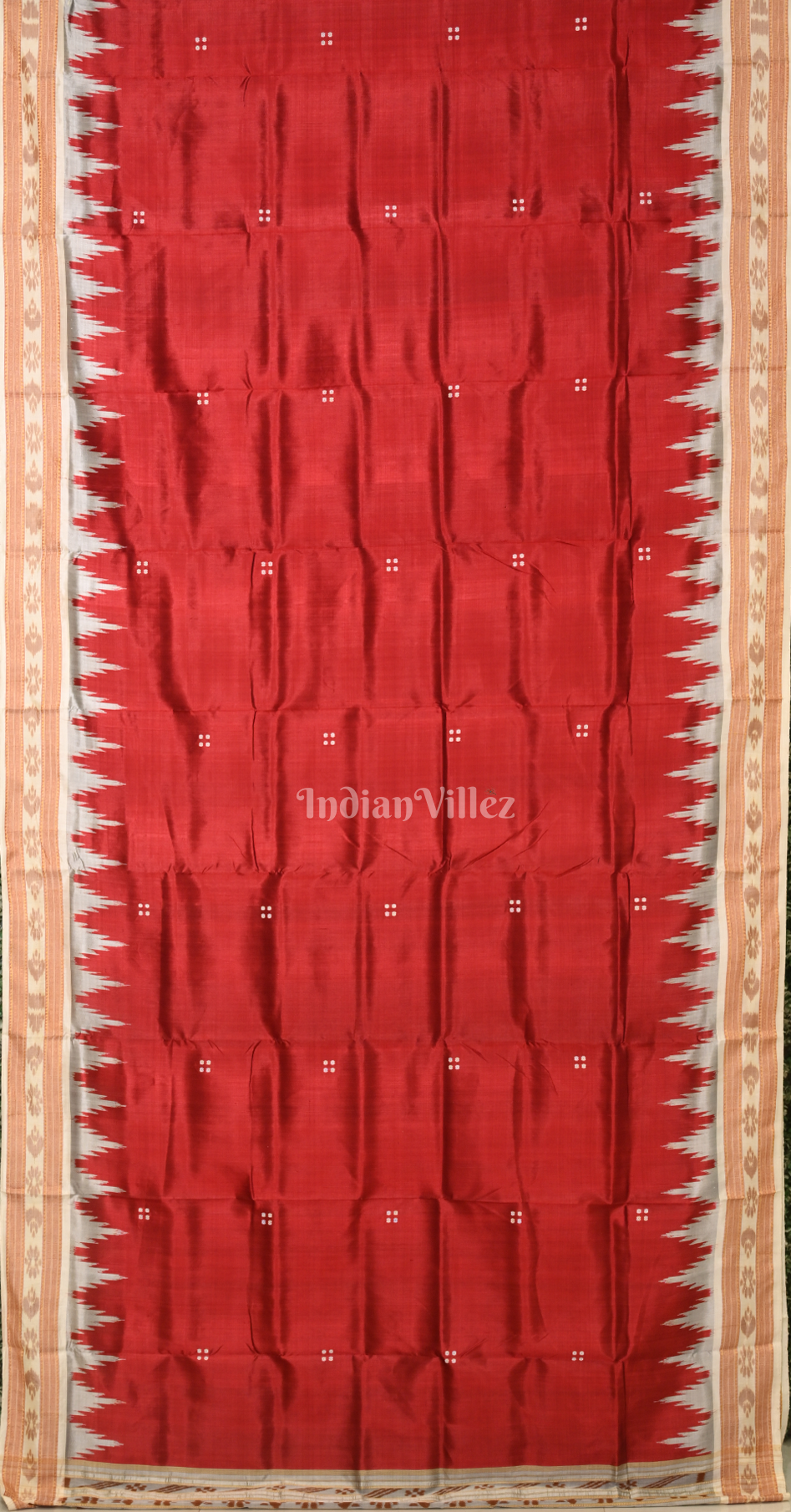 Maroon Cream Buti Design Odisha Ikat Khandua Silk Saree 