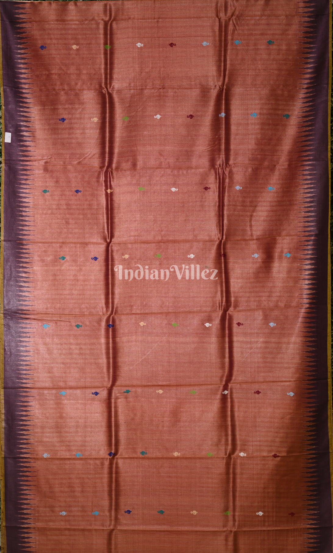 Rust Orange Purple Nila Chakra Theme Fine Gopalpur Tussar Silk Saree 