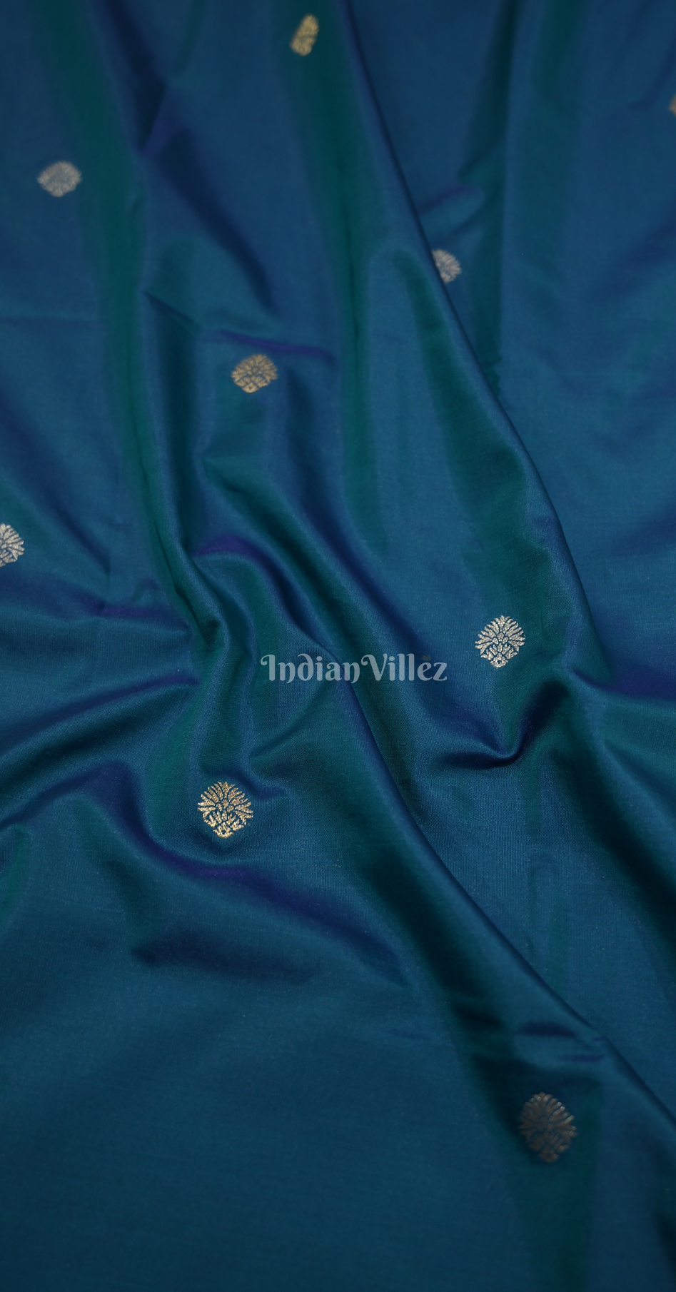 Peacock Blue Pink Soft Silk Floral Butta Saree