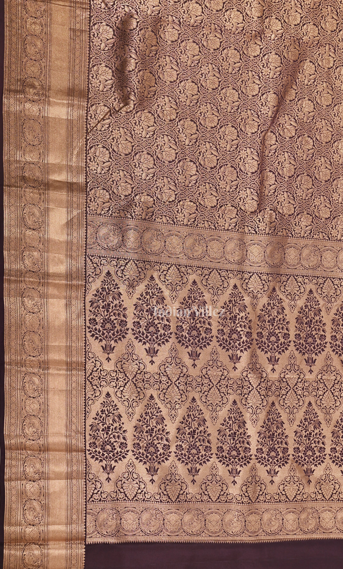 Blooming Wine Pure Brocade Kanjivaram Silk Saree