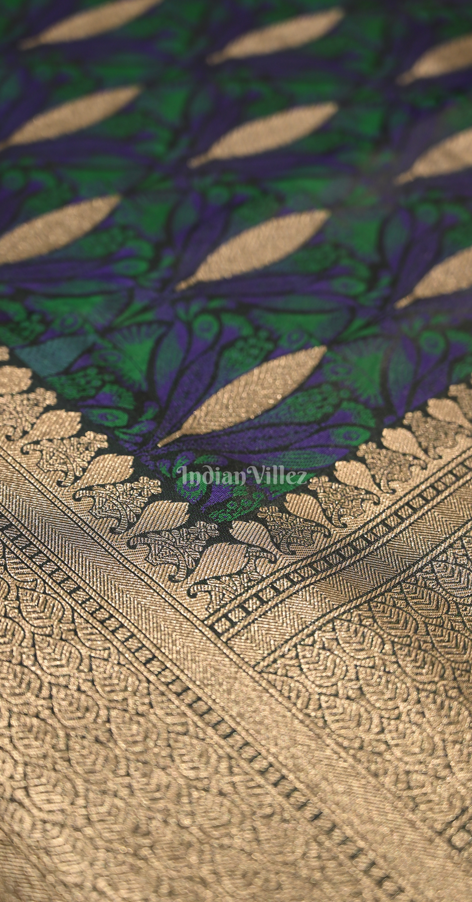 Navy Blue Zari Banarasi Satin Silk Saree