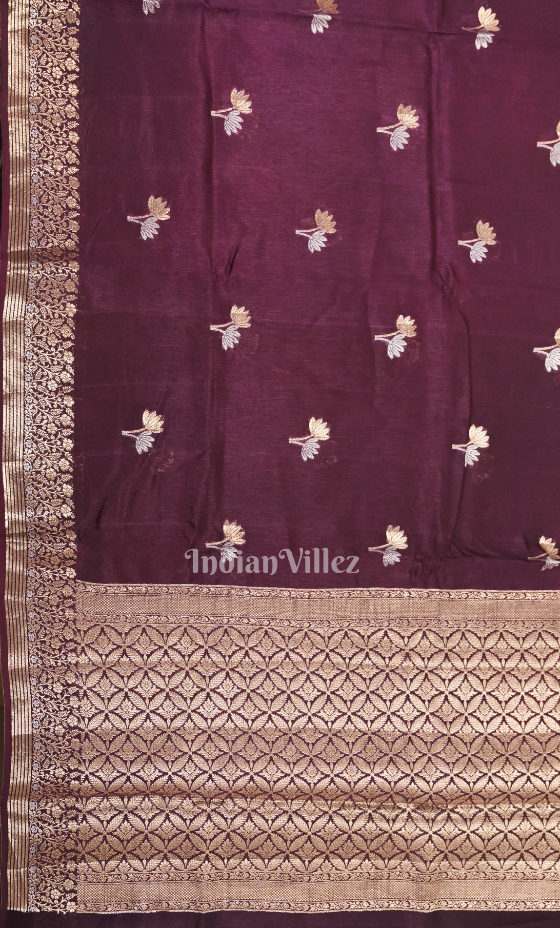 Exclusive Bridal Wine Pure Pure Chiniya Silk Banarasi Saree with Meenakari Weaving 