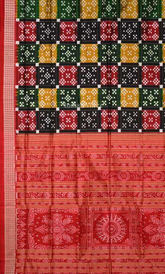 Multicolour Pasapali Odisha Ikat Sambalpuri Silk Saree 